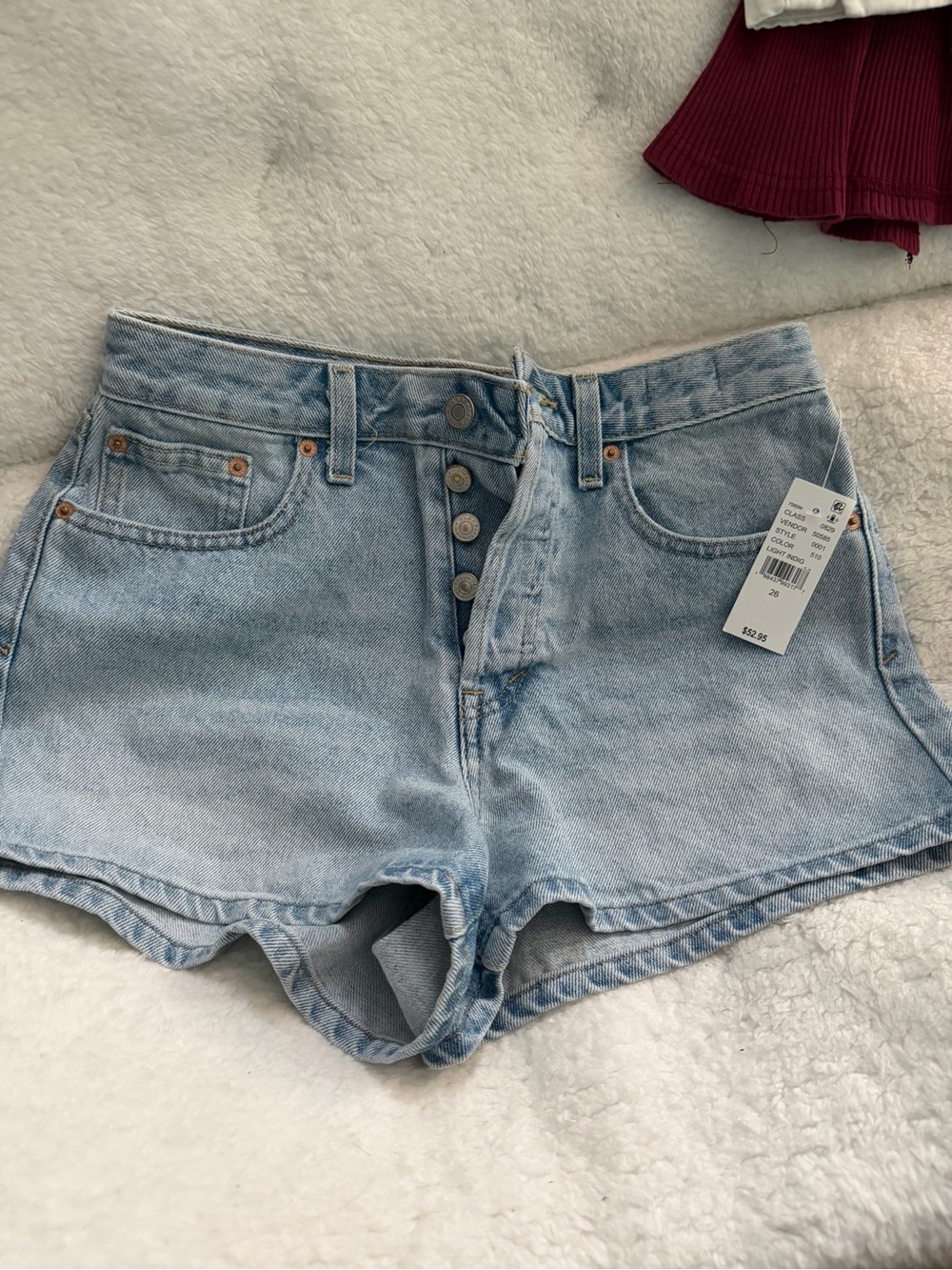 PacSun Light Blue High-Rise Button-Fly Denim Shorts